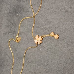 unknown brand orange gold tone floral necklace